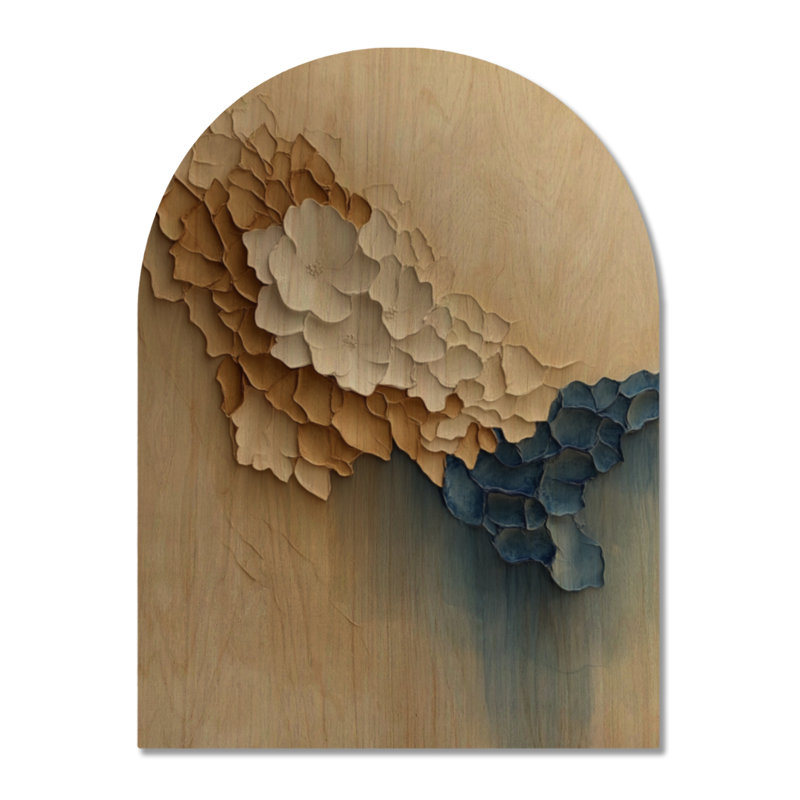 Plâtre fleuri Drift - Affiche murale en bois arqué à motif floral beige, H 32 po x l 24 po, Arche