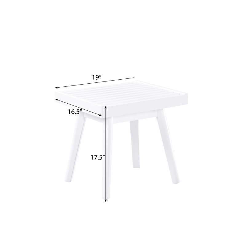 Banc à lattes en bois massif blanc de 19 pouces - ajoute un look contemporain au décor de la maison en blanc