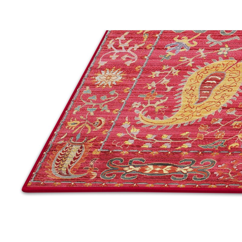 Tapis traditionnel rose / rouge / orange, Rectangle 7 pi x 10 pi