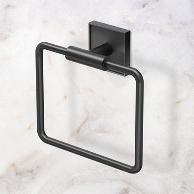 Mode Towel Ring | Wall Mounted 5.75" W Square Shape Towel Holder for Bathroom, Kitchen