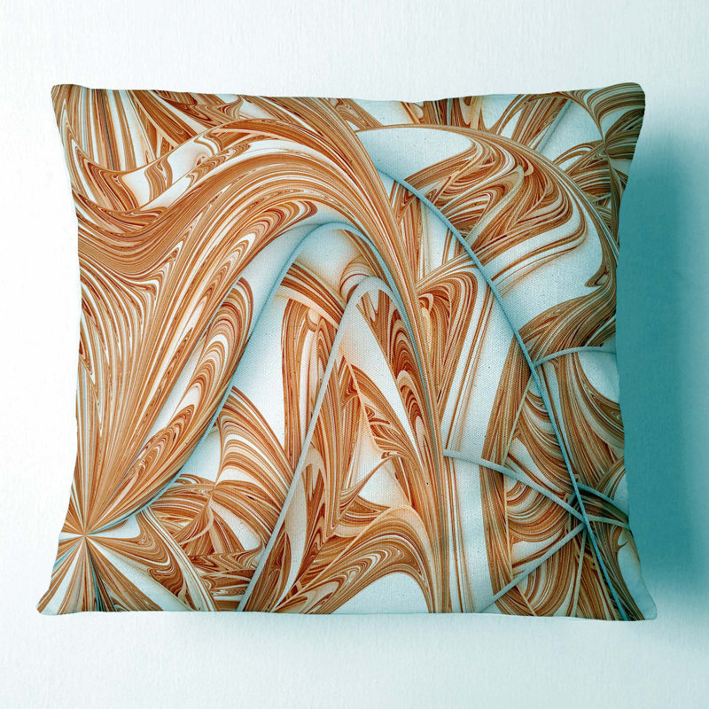 Motif de fractale hivernale - coussin imprimé abstrait, 16 po x 1 po, Brun, Coussin décoratif