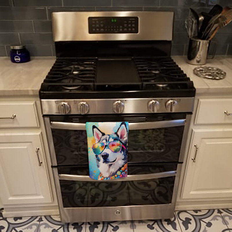 Siberian Husky Hippie Dawg Kitchen Towel