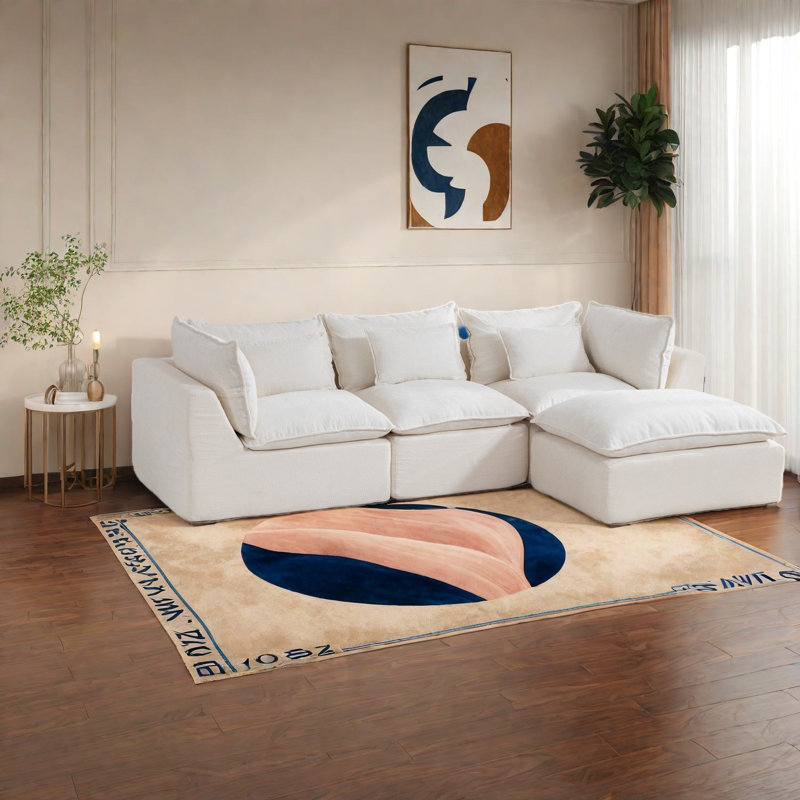 Canapé modulable en forme de nuage, velours blanc antique pour le salon