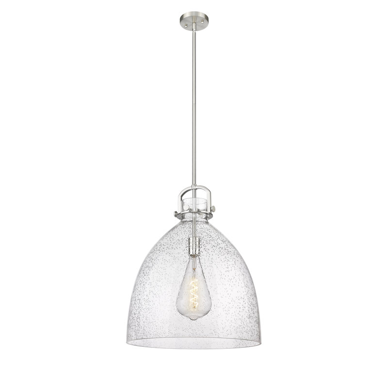 Luminaire suspendu sur tige 1 lumière Wimbush, H 19,75 po x l 18 po x P 18 po, Grainé, Nickel satiné