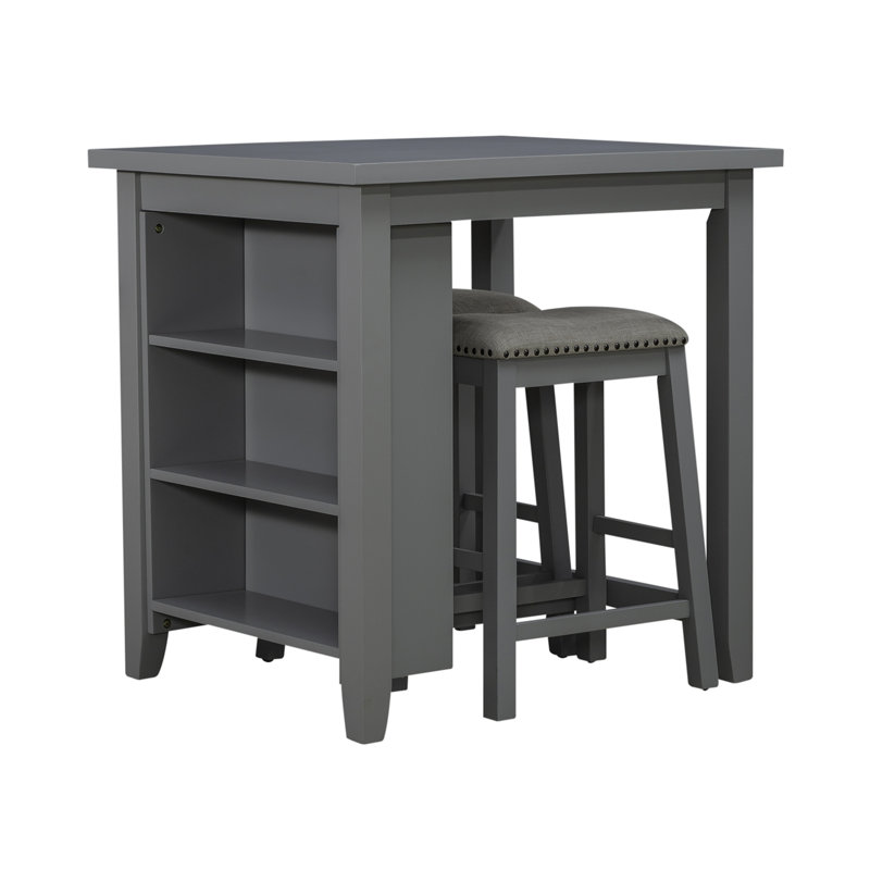 Latour Counter Height Dining Set w/ Upholstered Seats, Gray, 5 Piece