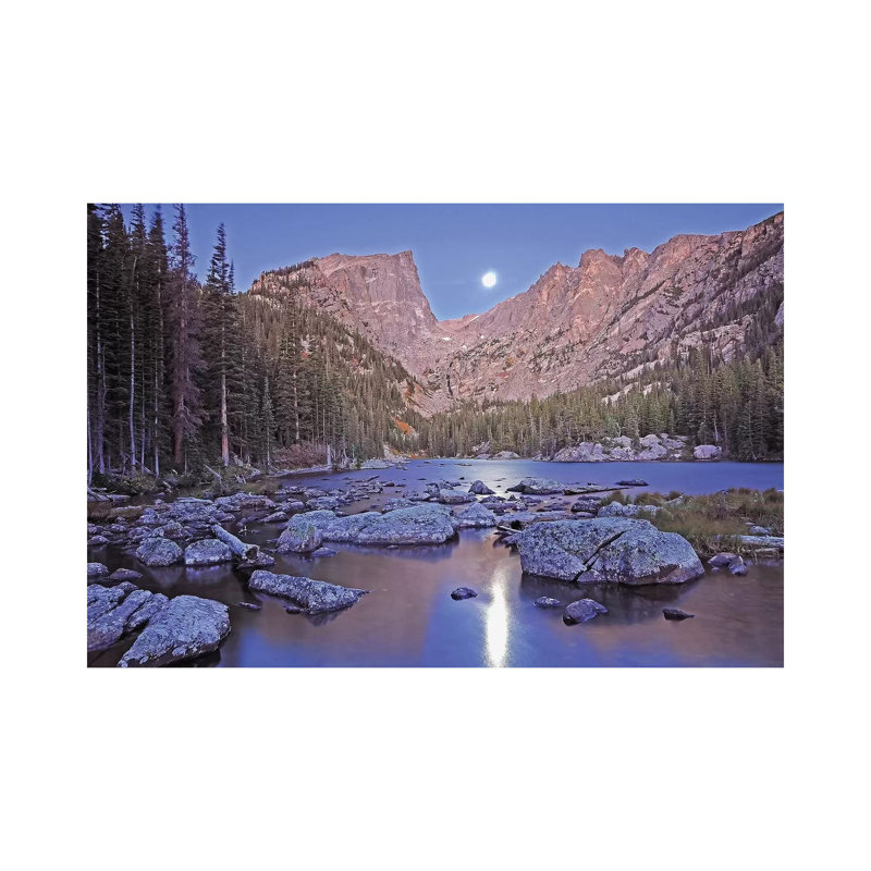 Moon Set On Dream Lake by Brian Wolf - Wrapped Canvas Print, 20.32cm H x 30.48cm W x 1.91cm D