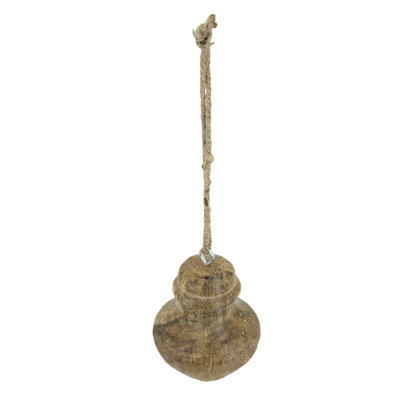 Ensemble de 8 ornements suspendus en bois de manguier, décoration de sapin de Noël en bois naturel de 3,1 x 3,5 pouces