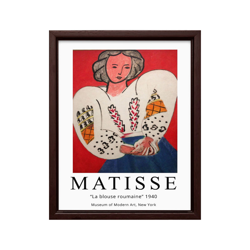 Henri Matisse - La Blouse Roumaine No1, H 12 po x l 16 po, Canevas, Encadrement brun
