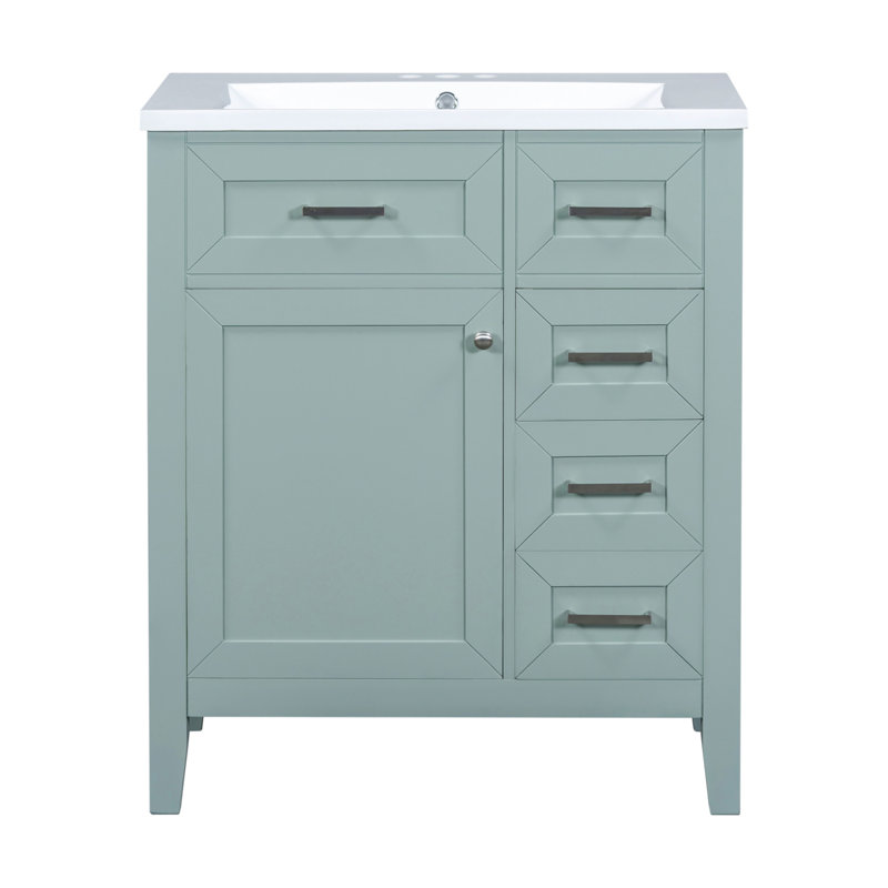 Meuble-lavabo de 30 pouces avec lavabo, armoire verte, tiroirs spacieux, panneau de fibres à densité moyenne durable et structure solide