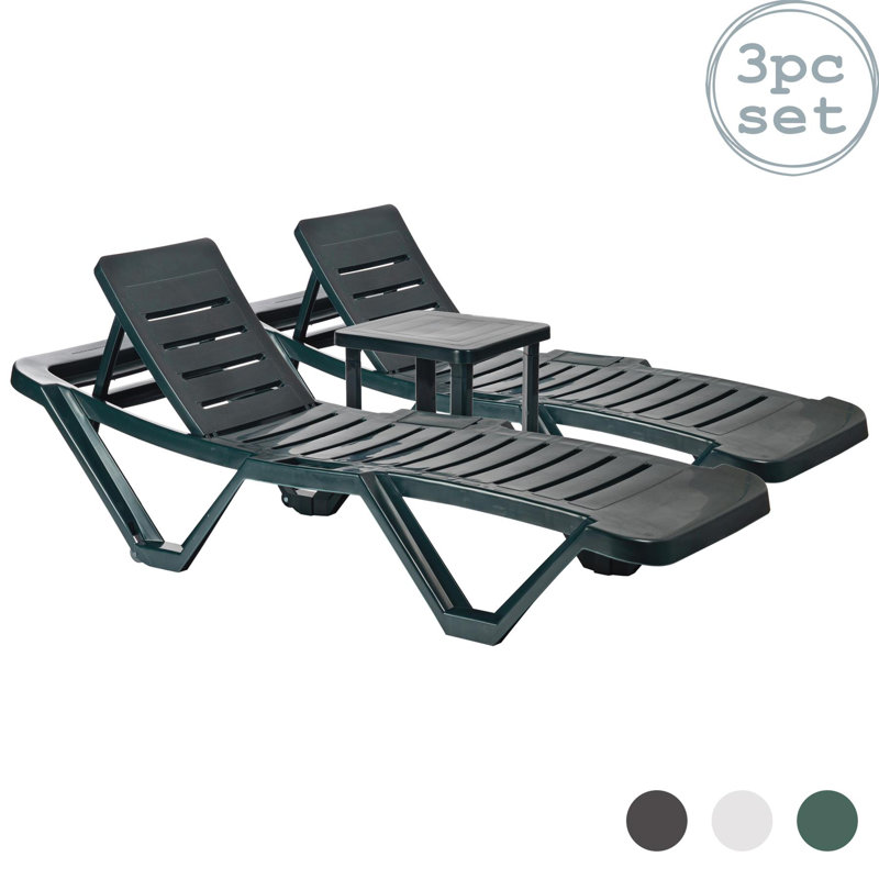 Resol - Master Sun Loungers & Side Table, Green