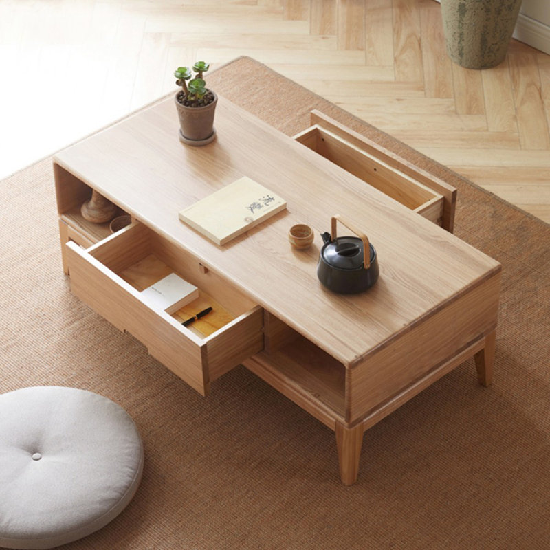 47.24" Burlywood Solid Wood Rectangular Coffee Table