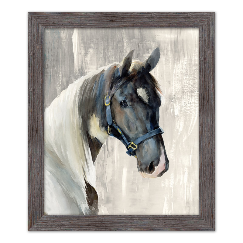 Cheval - peinture sur toile encadrée, Gris