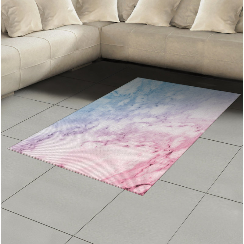 Tapis décoratif à longues fibres en polyester à haute densité de marbre, Rectangle 2 pi 7 po x 5 pi