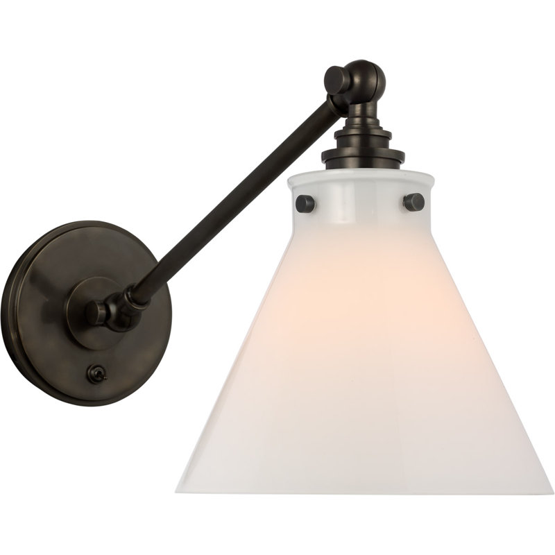 Chapman & Myers Parkington Single Library Wall Light, Bronze, White