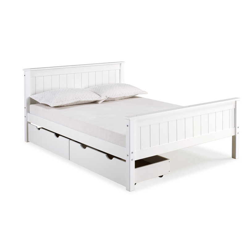 Lit plateforme en bois Beckett Harmony, Simple, Blanc
