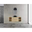Meuble-lavabo mural 54 po avec lavabo d'art en céramique et 2 tablettes de rangement, 2 portes à fermeture douce, contreplaqué