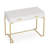White And Gold Rectangular MDF Writing Desk With Drawer For Home Study Or Workspace