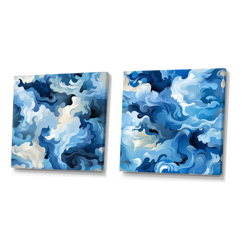 Coumba - ensemble de 2 impressions sur toile abstraites, Toile tendue, H 16 po x l 33 po x P 1 po
