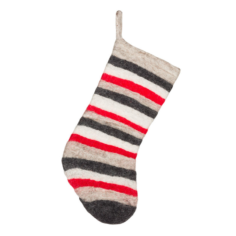 Wool Stocking, Gray/Red