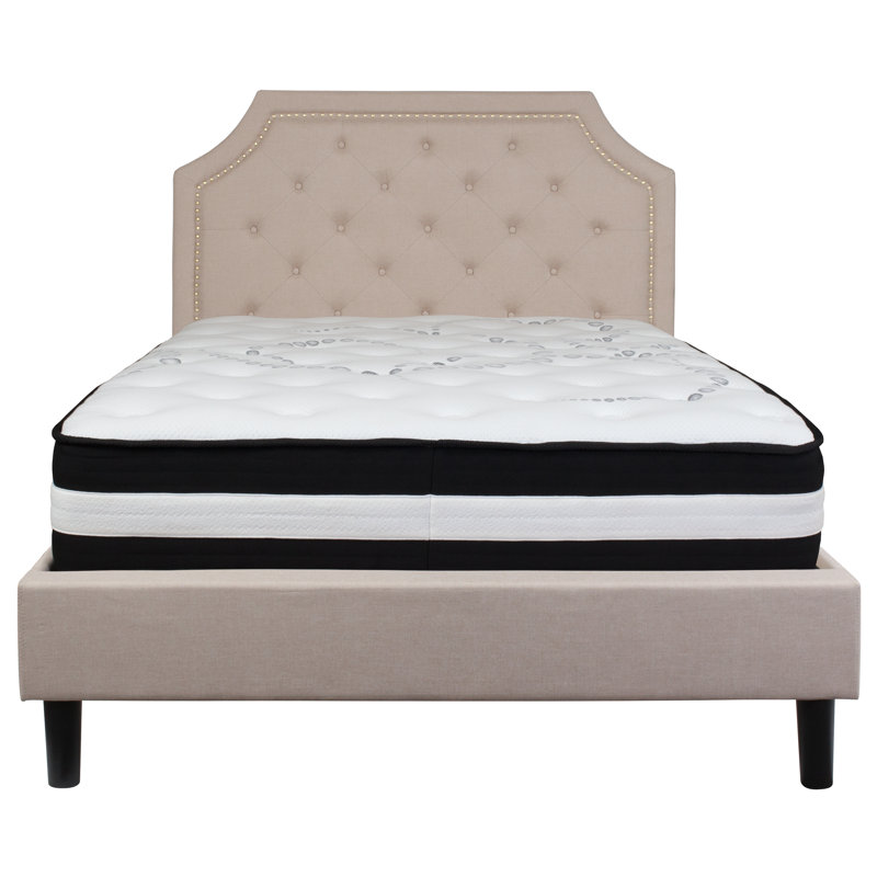 Matelas arqué et capitonné Aluino, Beige, Double