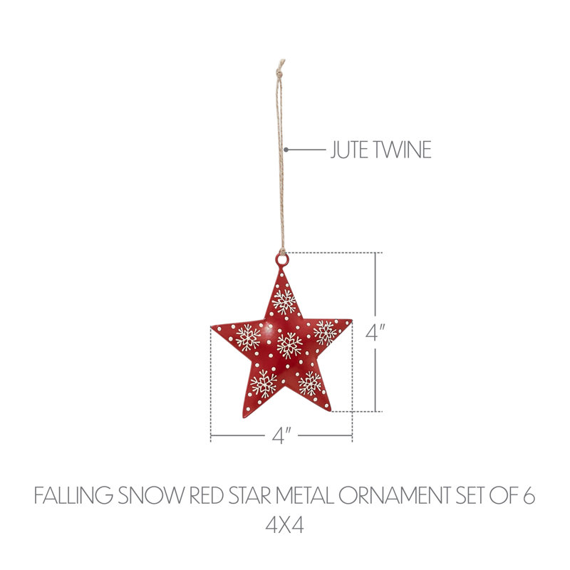 Ensemble d'ornements en métal en forme d'étoile rouge neige tombant de 6 à 4 pouces