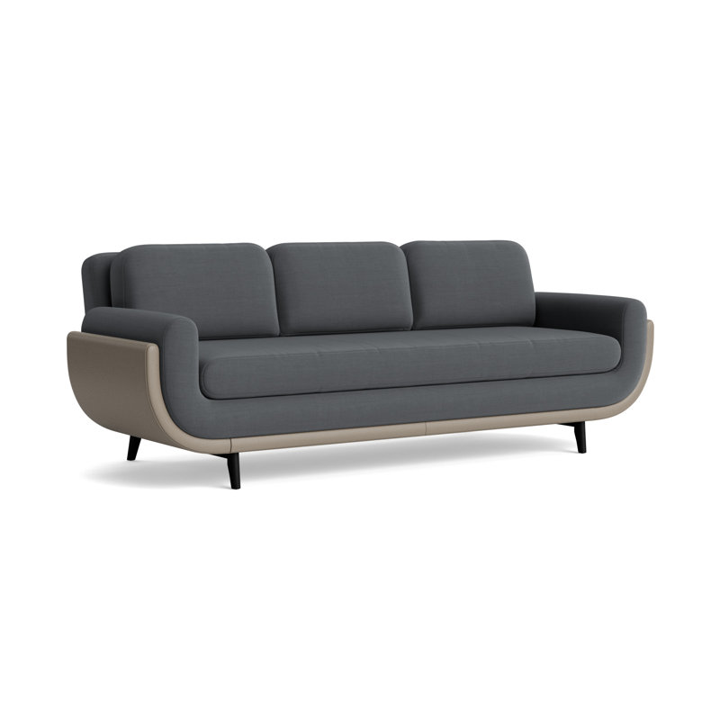 Regatta 90 Sofa, Performance Linen-Charcoal/GreenwichLeather-Pewter, Black