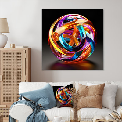 Sci-Fi Neon Sphere On Canvas Print