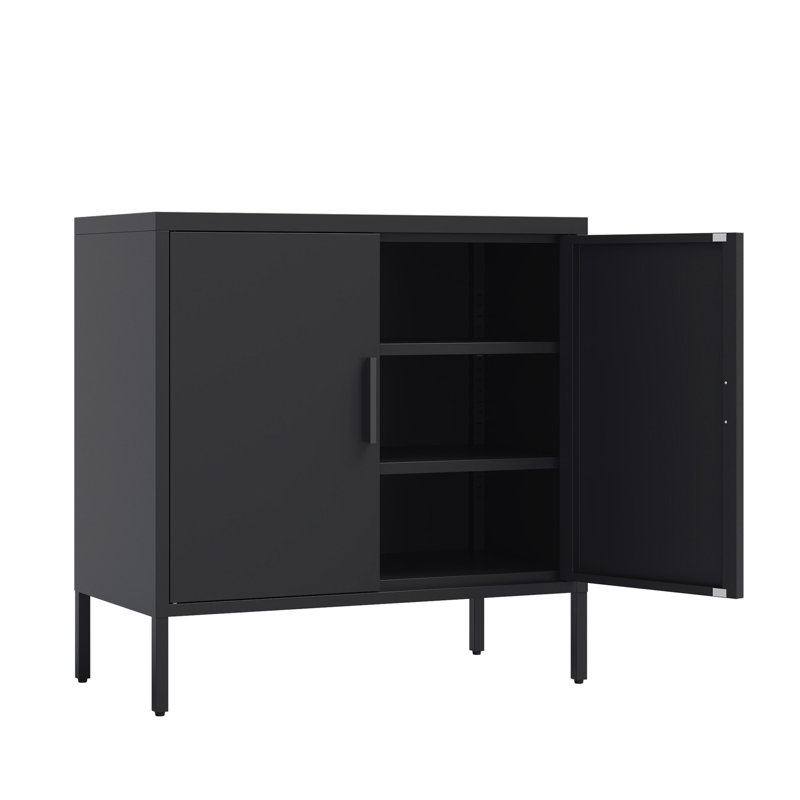 Durable Metal Storage Cabinet with Adjustable Shelves and Secure Lock, Ideal for Home, Office, and Garage Organization, Black