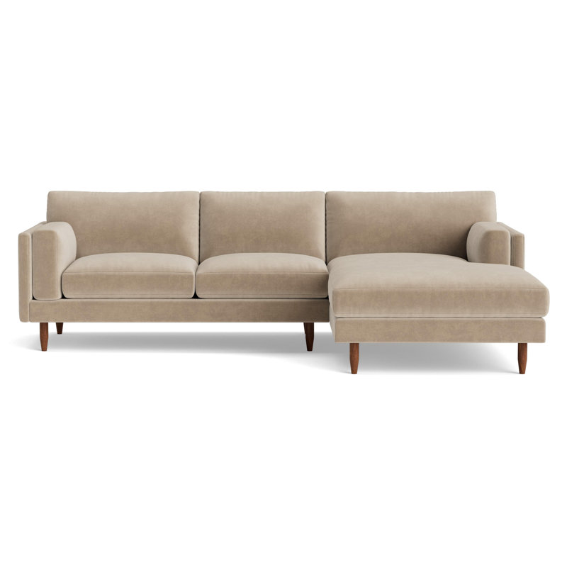 Skinny Fat Chaise Sectional, Right Hand Facing, Velvet - Beige