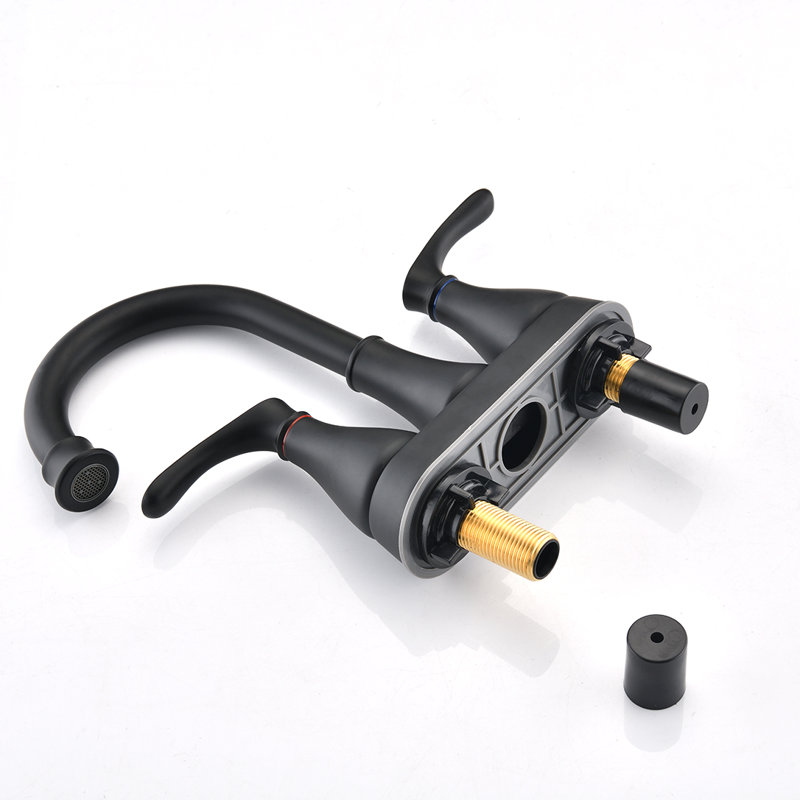 2-handle Bathroom Faucet with Drain Assembly, Matte Black