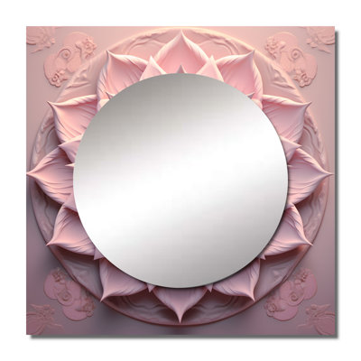 Delicate Pink Lotus Mandala - Boho Mandala Square Living Room Wall Mirror Art