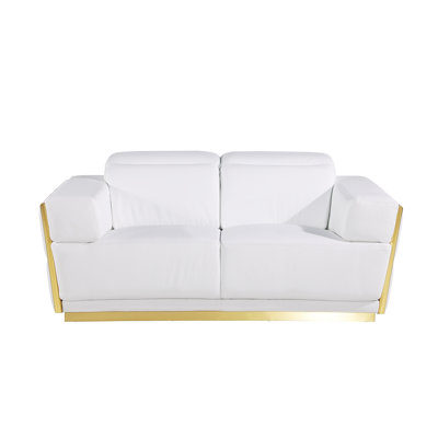 Sylvian Top Grain Genuine Italian Leather Loveseat