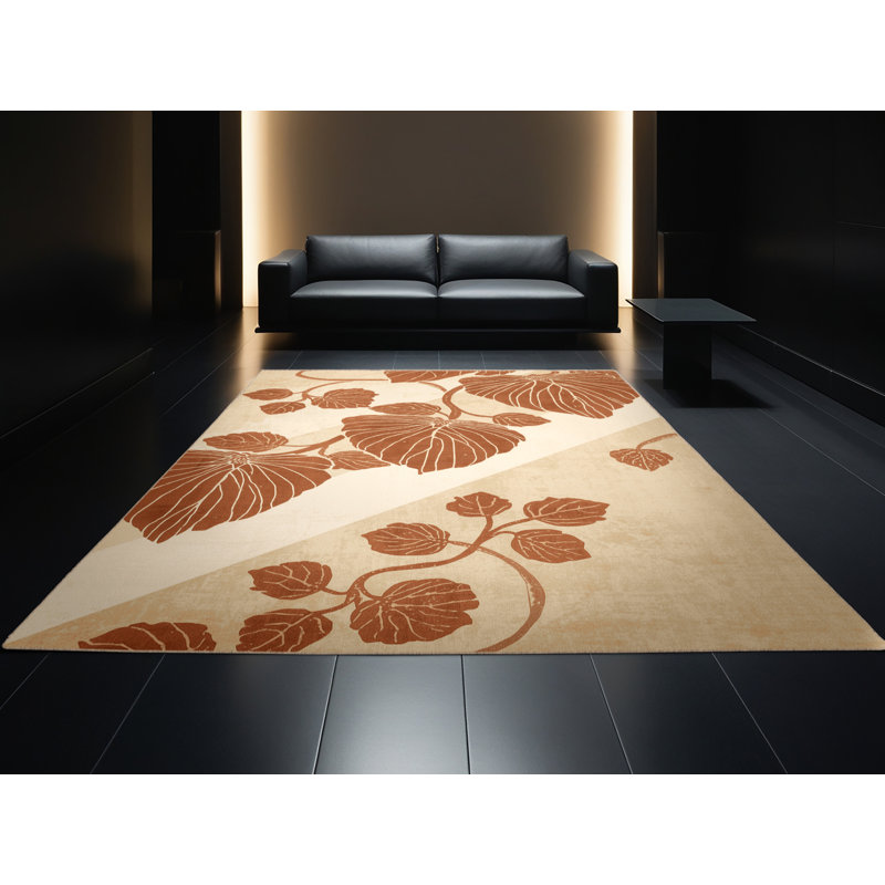 Machine Washable Olney Stuffed Grape Leaves Global Inspired Block Print Rug in Beige – Beige Binding, 8x12