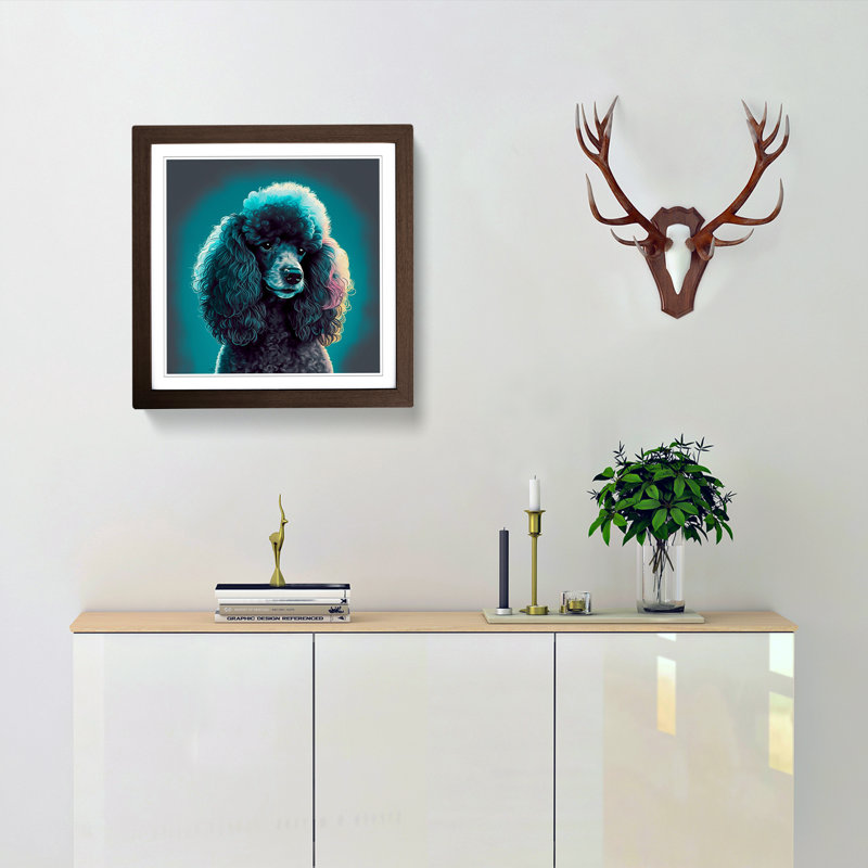 Poodle - Single Picture Frame Print on Wood, Walnut
