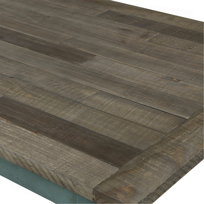 Table de salle à manger en bois bleu et brun à finition deux tons