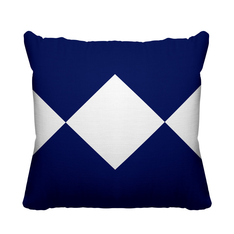 Coussin décoratif à motif géométrique intérieur / extérieur Alexis Diamond, L 17 po x H 17 po, Bleu marine