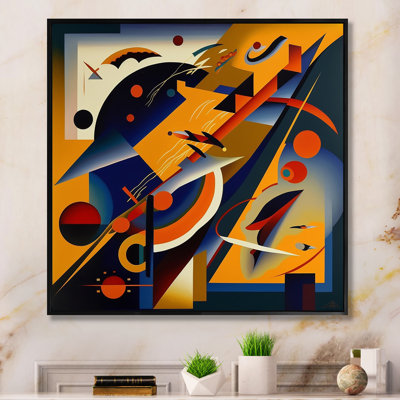 Multicolore géométrique formes orange IV - reproduction sur toile