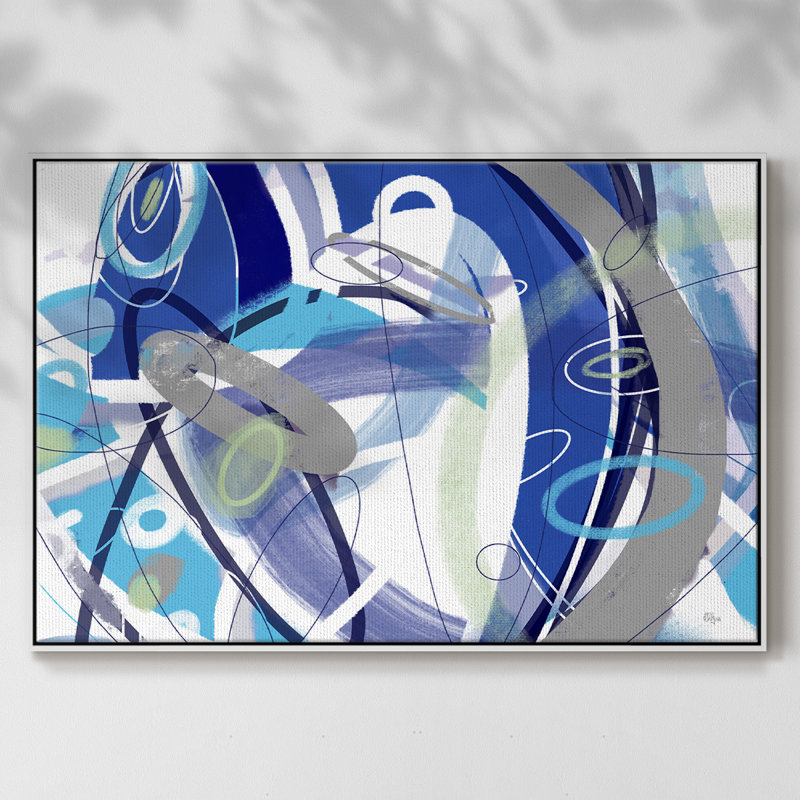 «Blue Flow», reproduction sur toile encadrée, H 27 po x l 41 po x P 2 po, Toile encadrée flottée blanche
