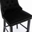 Velours tendance avec design, fabrication en bois, accents, haut dossier, de 2 chaises de bar rembourrées modernes noires, bouton, coussin en mousse d'élasticité en bois massif, 2