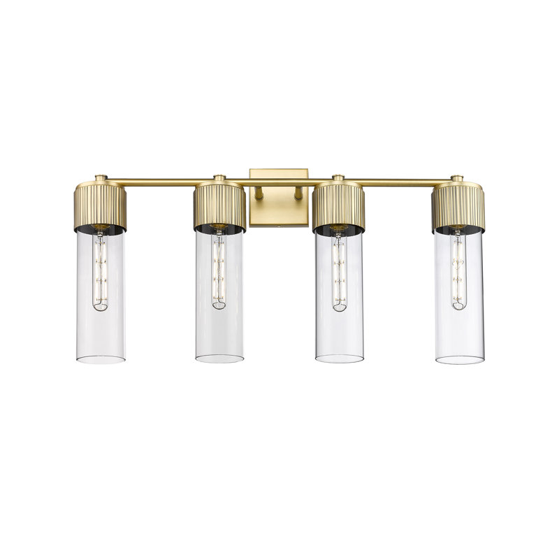 Mahmooda 4 - Light Dimmable Vanity Light, Brushed Brass, Clear