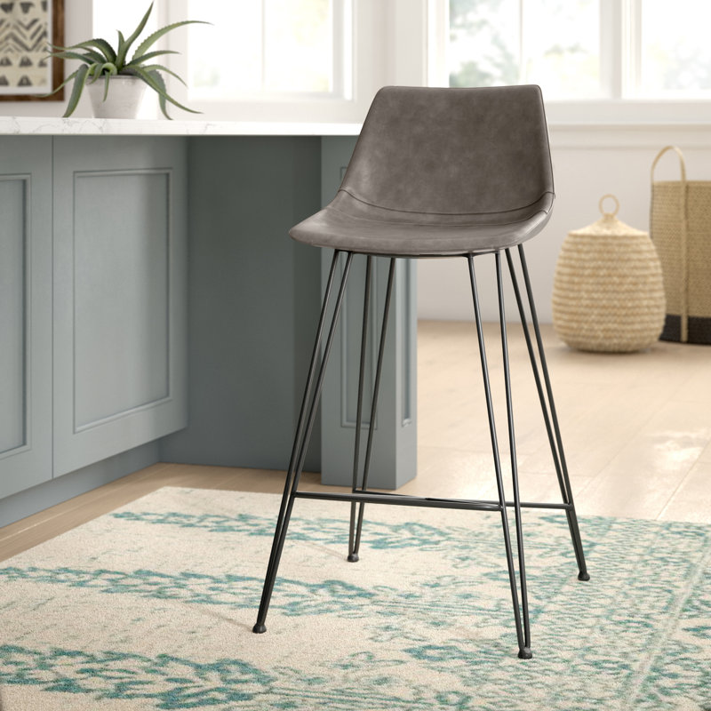 Tabouret de bar et de comptoir en similicuir Volya, Tabouret de comptoir (assise de 25 po de hauteur), Bleu sarcelle