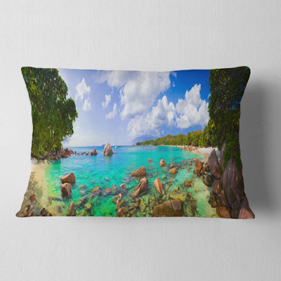 Landscape Photography Beach Anse Lazio at Seychelles Lumbar Pillow