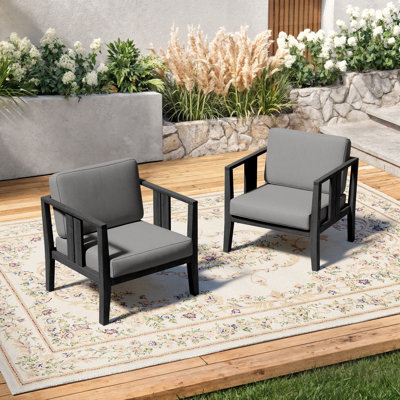 Junco Solid Wood Teak Outdoor Lounge Chair With Cushion And Arm