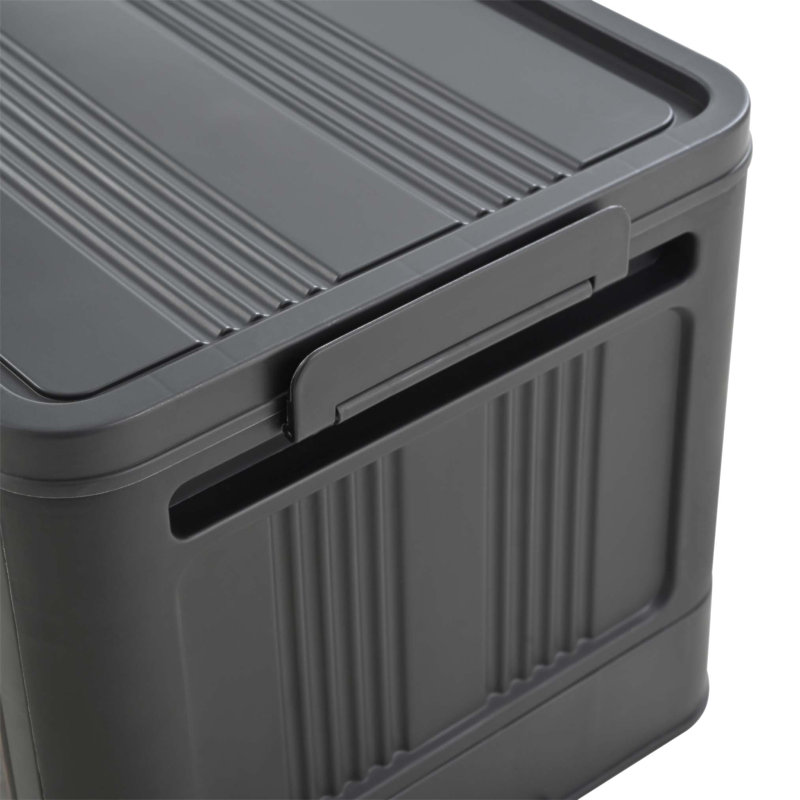 20 Inch Wide Folding Storage Cabinet with 4 Tiers, Collapsible Bins, Magnetic Door, and Wheels for Versatile Use and Easy Mobility
