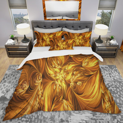 Molten Gold Exchange - Abstract Duvet Cover Set - Microfiber Polyester