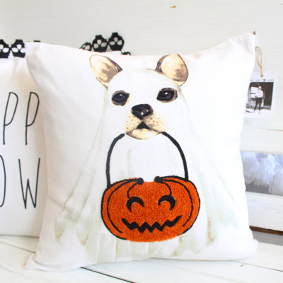 Ghost Dog Dog Cotton Throw Pillow