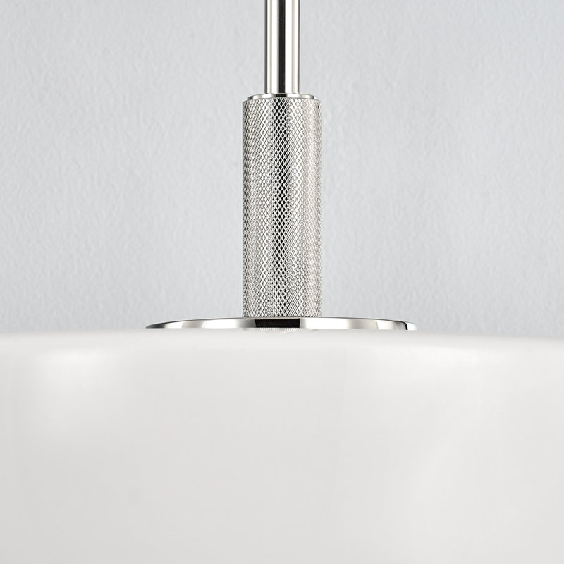 LETHBRIDGE 1 LIGHT PENDANT, Polished Nickel, 17.5" H x 15" W x 15" D