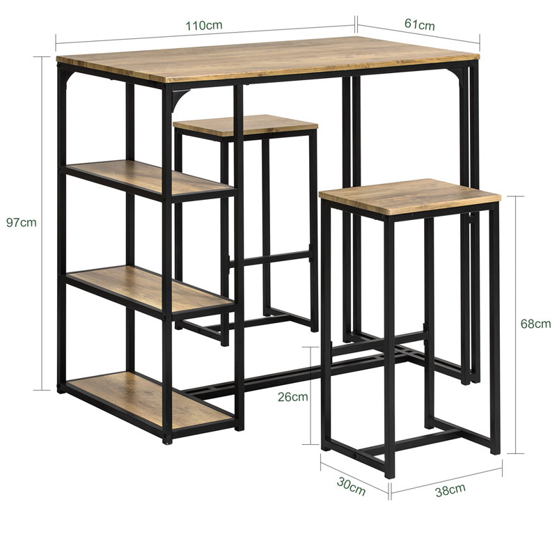 Ginjiro 2 - Person Dining Set, Brown
