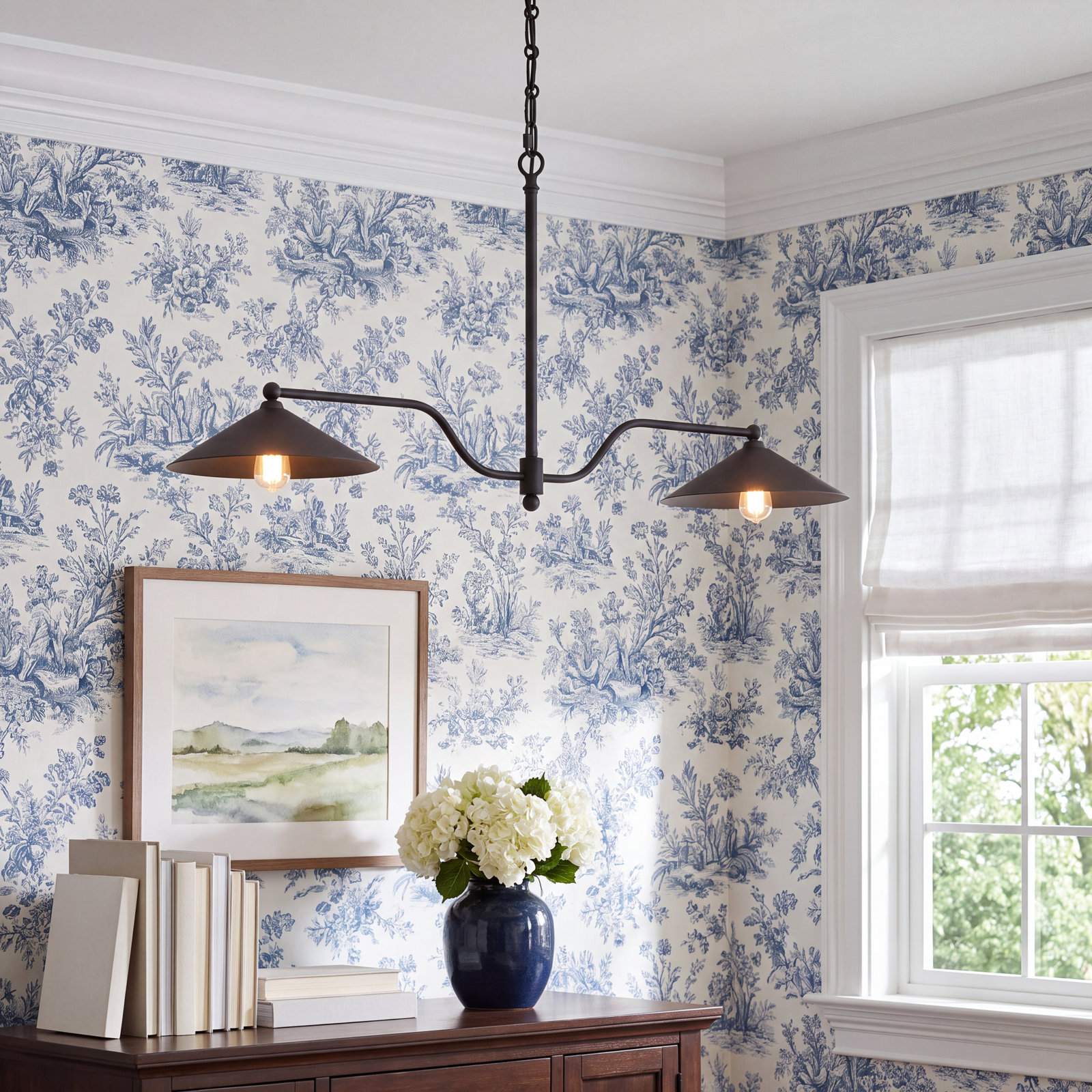 Brecken Iron 2-Light Chandelier, Dark Bronze Iron