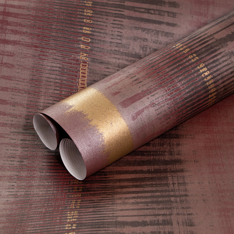 Adonea Hermes Smooth Metallic 33' L x 21" W Wallpaper Roll, Ruby Red
